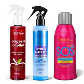 Kit Vinagre de Maça, Penteia Cabelo e SOS Forever Liss