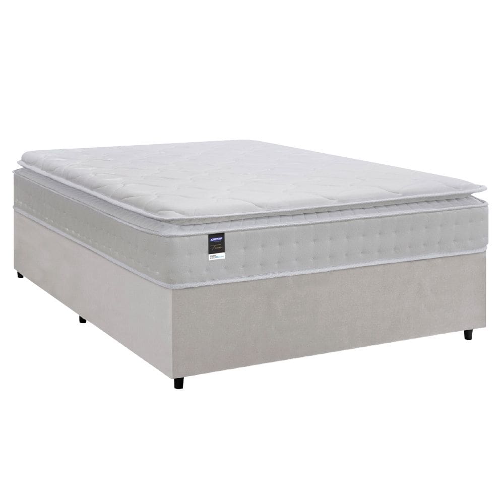Cama Box Casal Colchão Molas Ensacadas Gazin Com Pillow Tower New 138x188x73cm Branco
