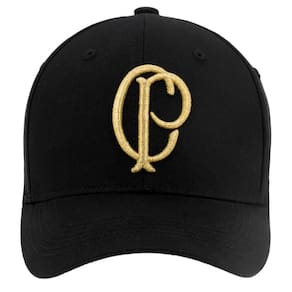 Boné Supercap Corinthians Logo Dourado Frontal Central Licenciado Preto