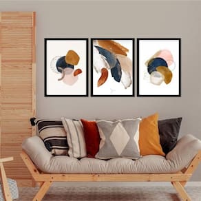 Kit 3 Quadros Decorativos Abstratos Sofisticados 33X24Cm