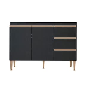 Balcão Pia para Cozinha Modulada Sabrina 120x52cm MDP Preto 0449 Menu Móveis