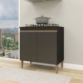 Balcão Cooktop Sabrina com 2 Portas 80x52cm Preto 0467 Menu Móveis