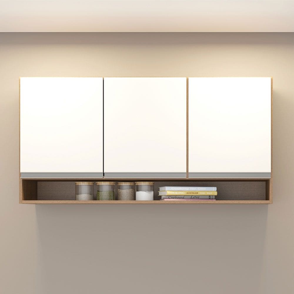 Armário Aéreo 3 Portas 120x60cm Sabrina MDP Branco Avelã 0451 Menu Móveis