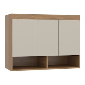 Armário Aéreo Guarda Roupa Modulado Selene 3 Portas 90x68cm MDP Carvalho 6002 Menu Móveis