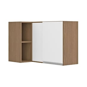 Armário Aéreo de Canto Reto Sabrina 1 Porta 94x60cm MDP Branco Avelã 0460 Menu Móveis