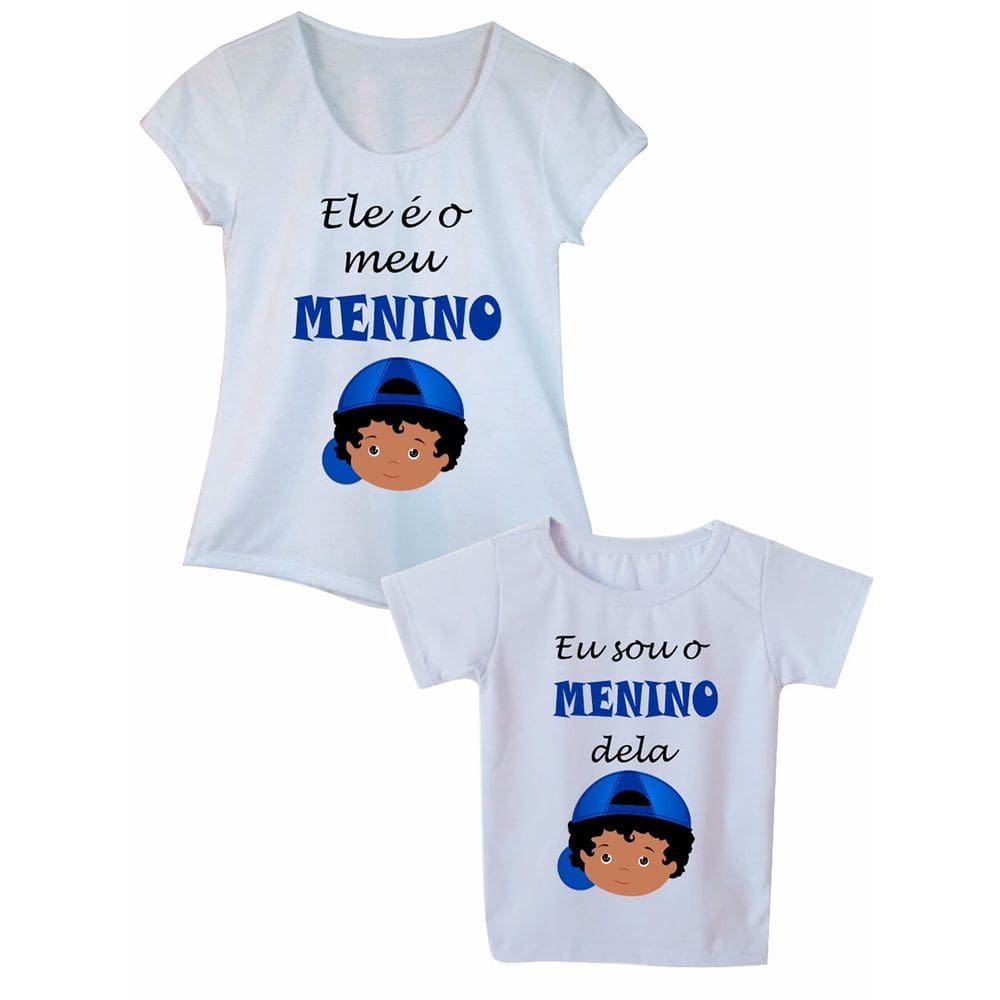 Camiseta Adulta e Infantil Meu Menino Kit Tal Mãe Tal Filho