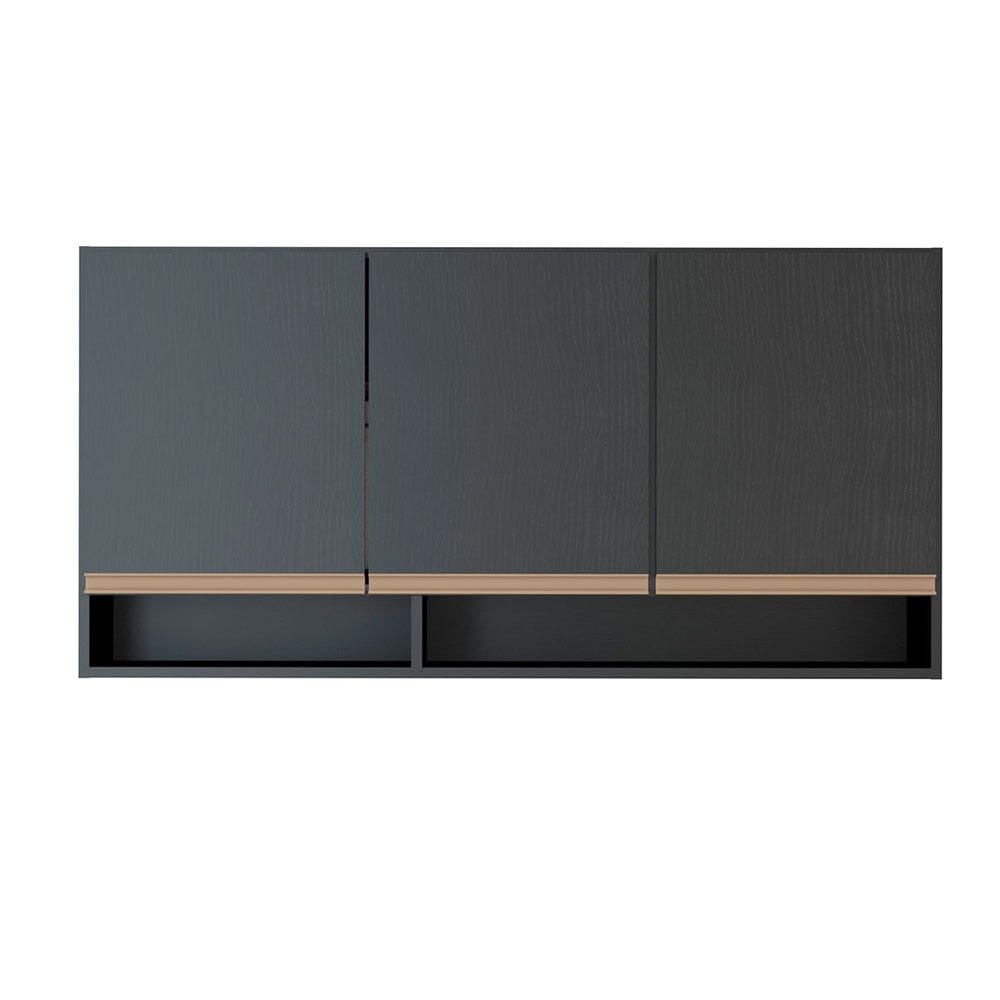 Armário Aéreo Cozinha Sabrina 120x31cm MDP Preto 0451 Menu Móveis