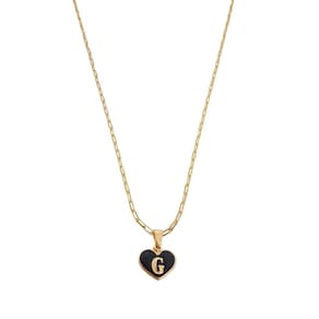Colar Cartier 60Cm Coração Negro Letra G Banhado Ouro 18K