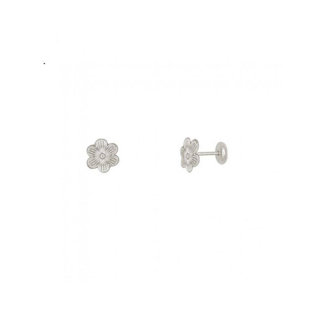 Brinco Prata Tp Flor Estampada 7Mm