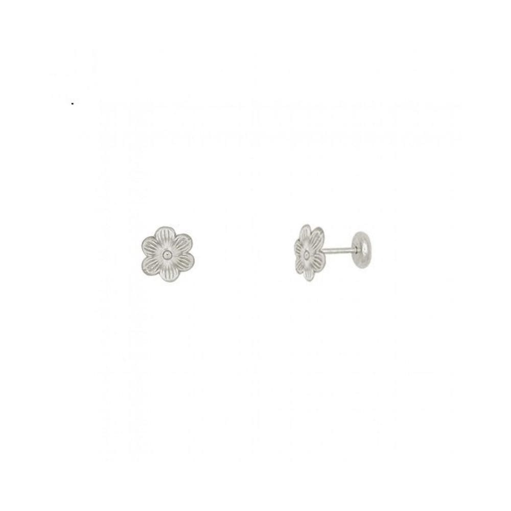 Brinco Prata Tp Flor Estampada 7Mm