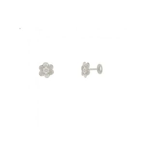 Brinco Prata Tp Flor Estampada 7Mm