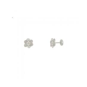 Brinco Prata Tp Flor Estampada 7Mm