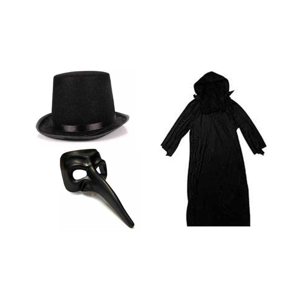 Fantasia Dr Praga Negra Peste Cartola E Mascara Halloween