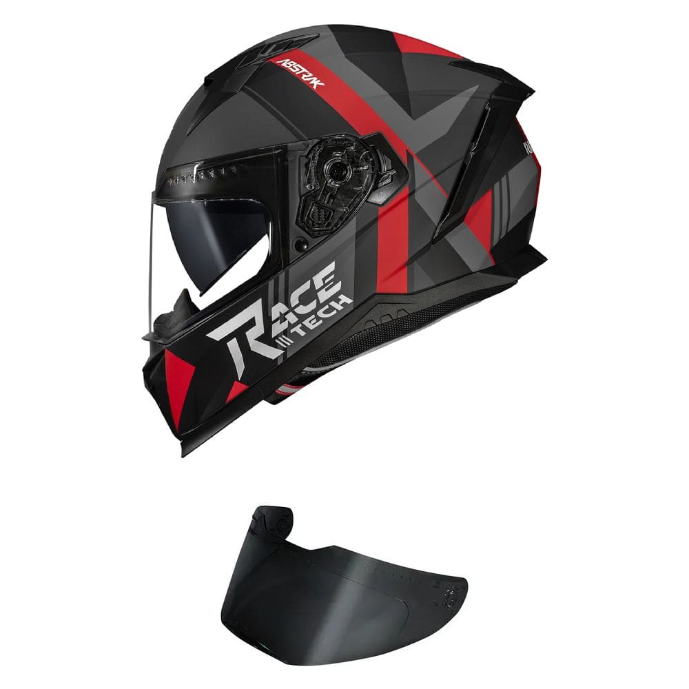 Capacete Race Tech Volt Abstrak Preto e Vermelho Mais Viseira Fumê