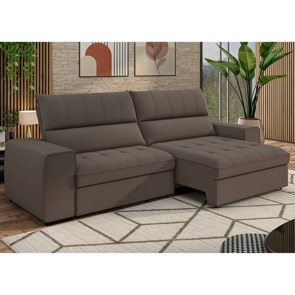 Sofá 3 Lugares Retrátil e Reclinável 235 Cm Ac220 Barcelona Marrom