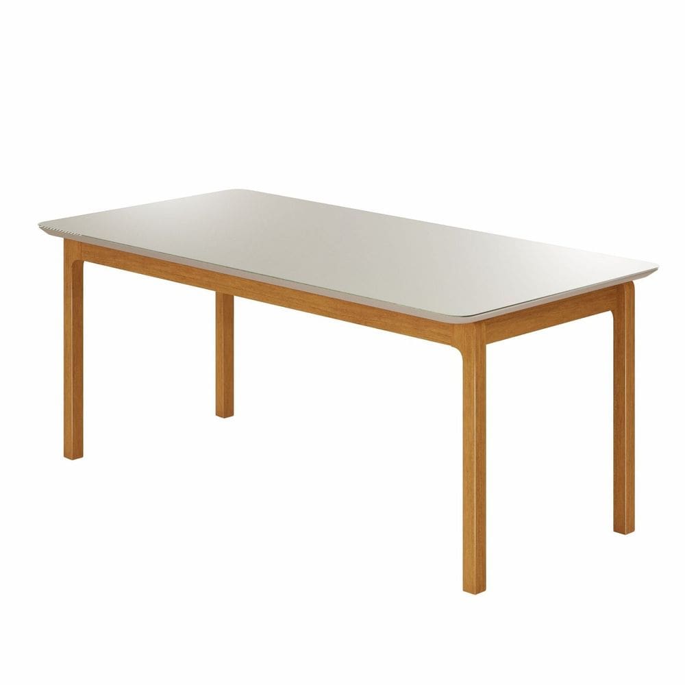 Mesa de Jantar Cativa 1,80cm X 0,90cm Retangular 6 Lugares Tampo Mdf com Vidro Cinamono/Off White