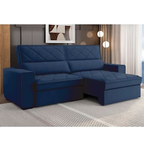 Estofado Retratil e Reclinável 4 Lugares 250cm Viena Azul