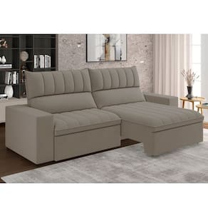Estofado Retratil e Reclinável 3 Lugares 207cm New Mali Bege