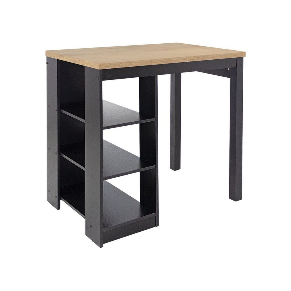 Balcão Ilha de Cozinha 90cm 3 Prateleiras Preto