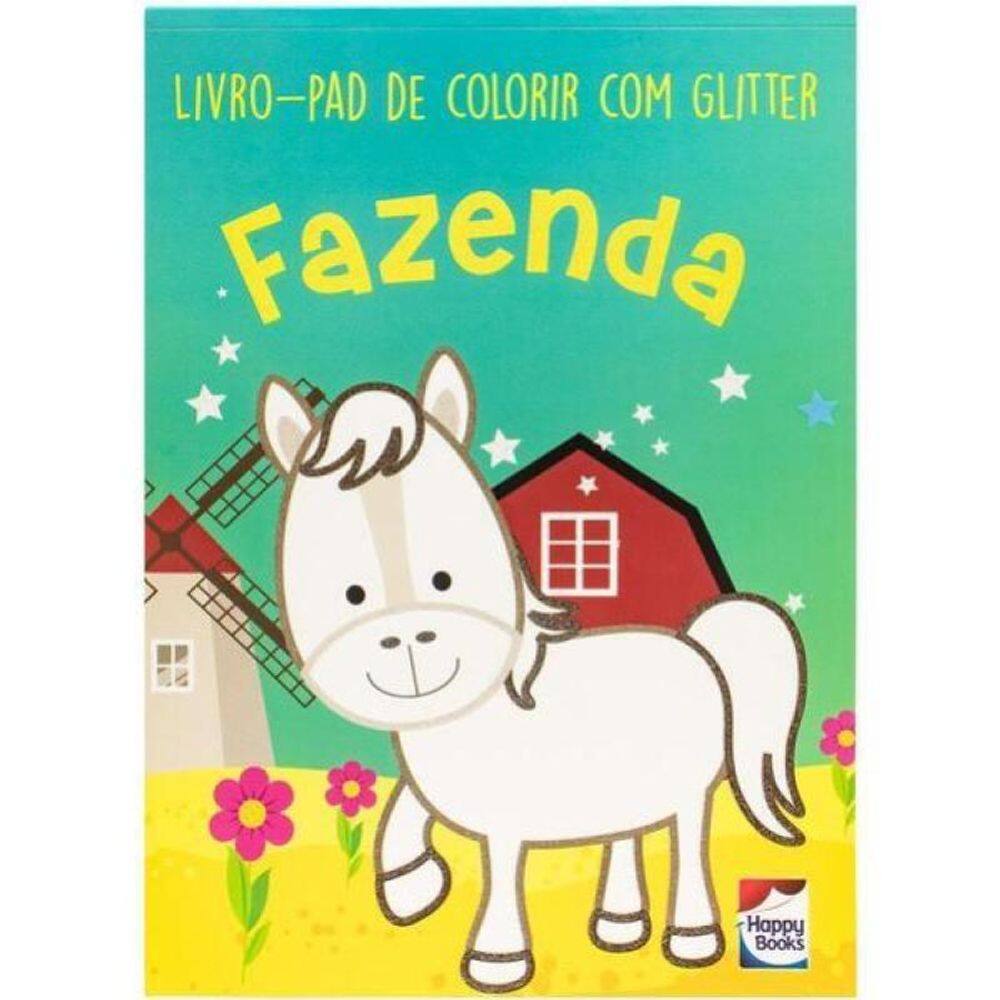 Livro-Pad De Colorir Com Glitter: Fazenda
