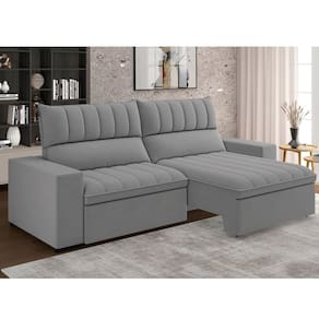 Estofado Retratil e Reclinável 4 Lugares 250cm New Mali Cinza