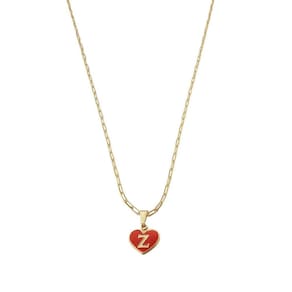 Colar Cartier 50Cm Coração Vermelho Letra Z Banhado Ouro 18K