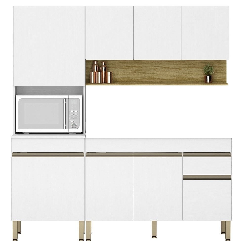 Armário de Cozinha 3 Peças Balcão 150cm sem Tampo Lina13 Z06 Supremo/Freijó - Mpozenato