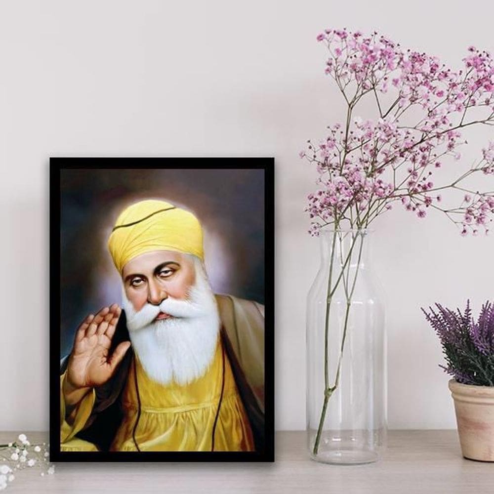 Quadro Decorativo Guru Nanak 24X18Cm Preta