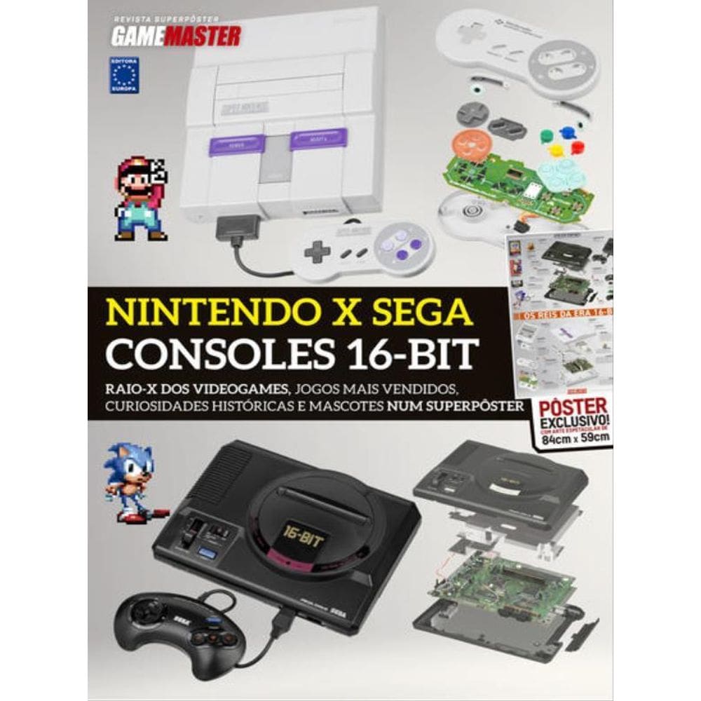 Superpôster Game Master - Nintendo X Sega - Consoles 16-Bit