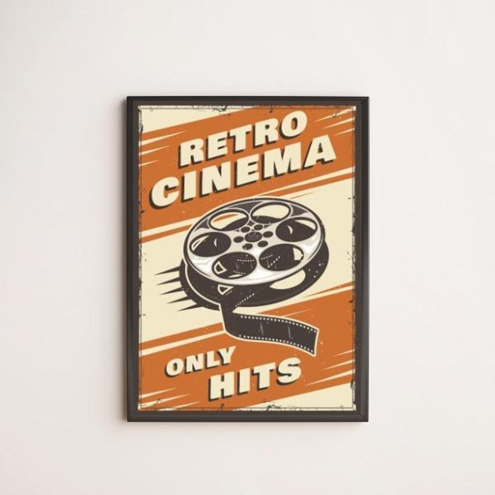 Quadro Decorativo Retrô Cinema Only Hits 45X34 Moldura Preta