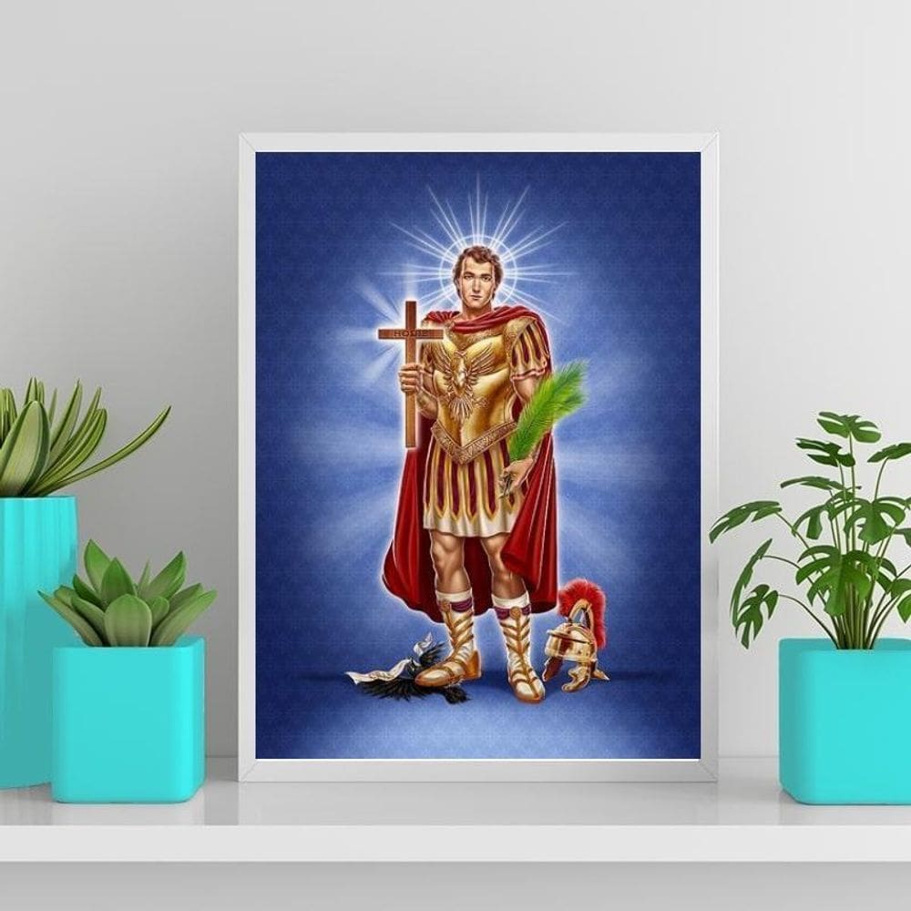 Quadro Decorativo Santo Expedito 45X34Cm Branca
