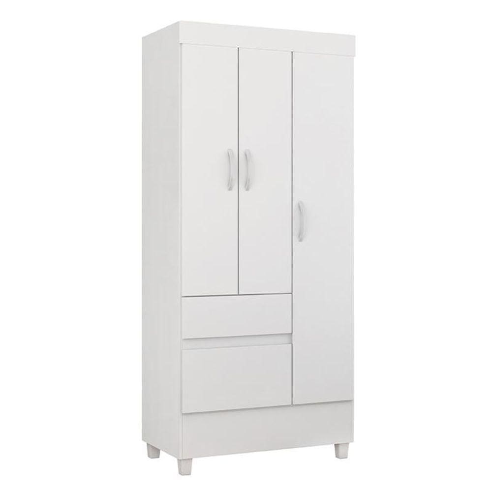 Guarda Roupa Solteiro Wind 3 Portas E 2 Gavetas Branco - Demóbile Branco