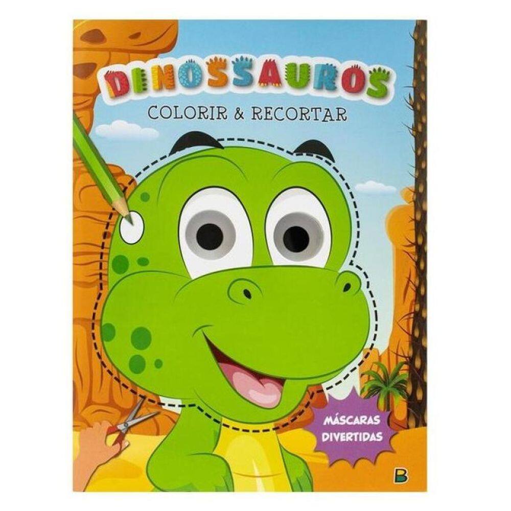Máscaras Divertidas - Colorir & Recortar: Dinossauros