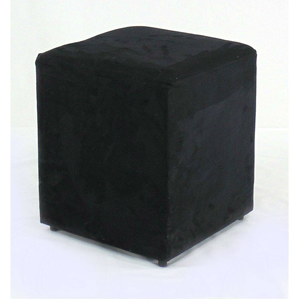 Puff quadrado Suede Preto