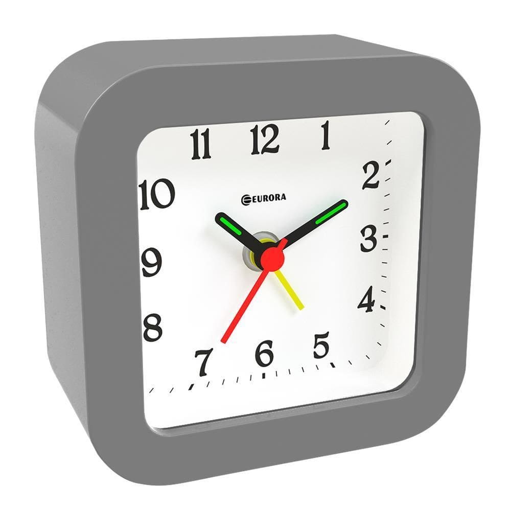 Despertador Quartz Eurora Ref: 2697-024 Cinza Retangular
