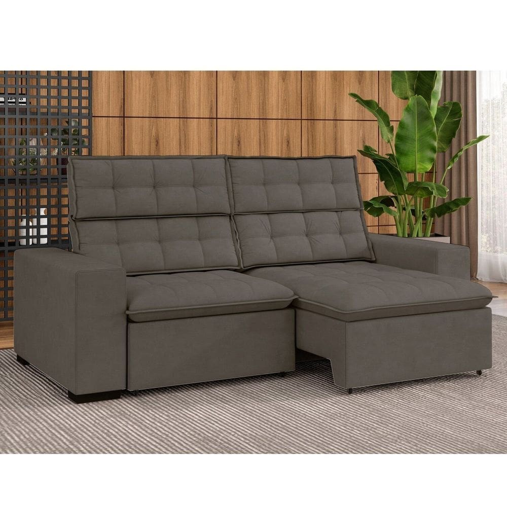 Sofá 4 Lugares Retrátil e Reclinável 250 Cm Ac232 Lugano Marrom