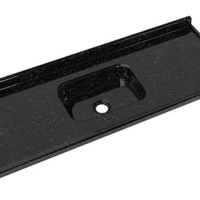 Cubas de Cozinha em Mármore Sintético com Furação para Válvula Internacional 120cmx55cm Preto