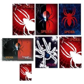 Kit 7 Caderno Spider Brochurão Capa Dura 96 Folhas Costurado