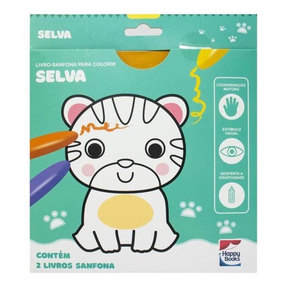 Livro-Sanfona Para Colorir: Selva