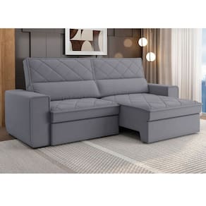 Estofado Retratil e Reclinável 4 Lugares 250cm Viena Cinza