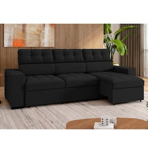 Sofá 4 Lugares Retrátil e Reclinável 290 Cm Grécia Preto