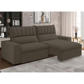 Estofado Retratil e Reclinável 4 Lugares 250cm New Mali Marrom