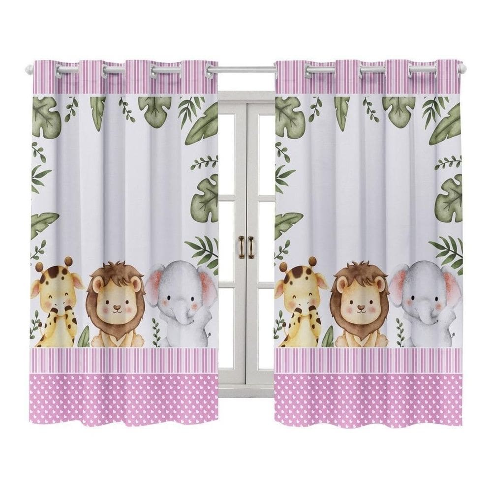 Cortina Estampada Quarto Infantil Safari 200X150