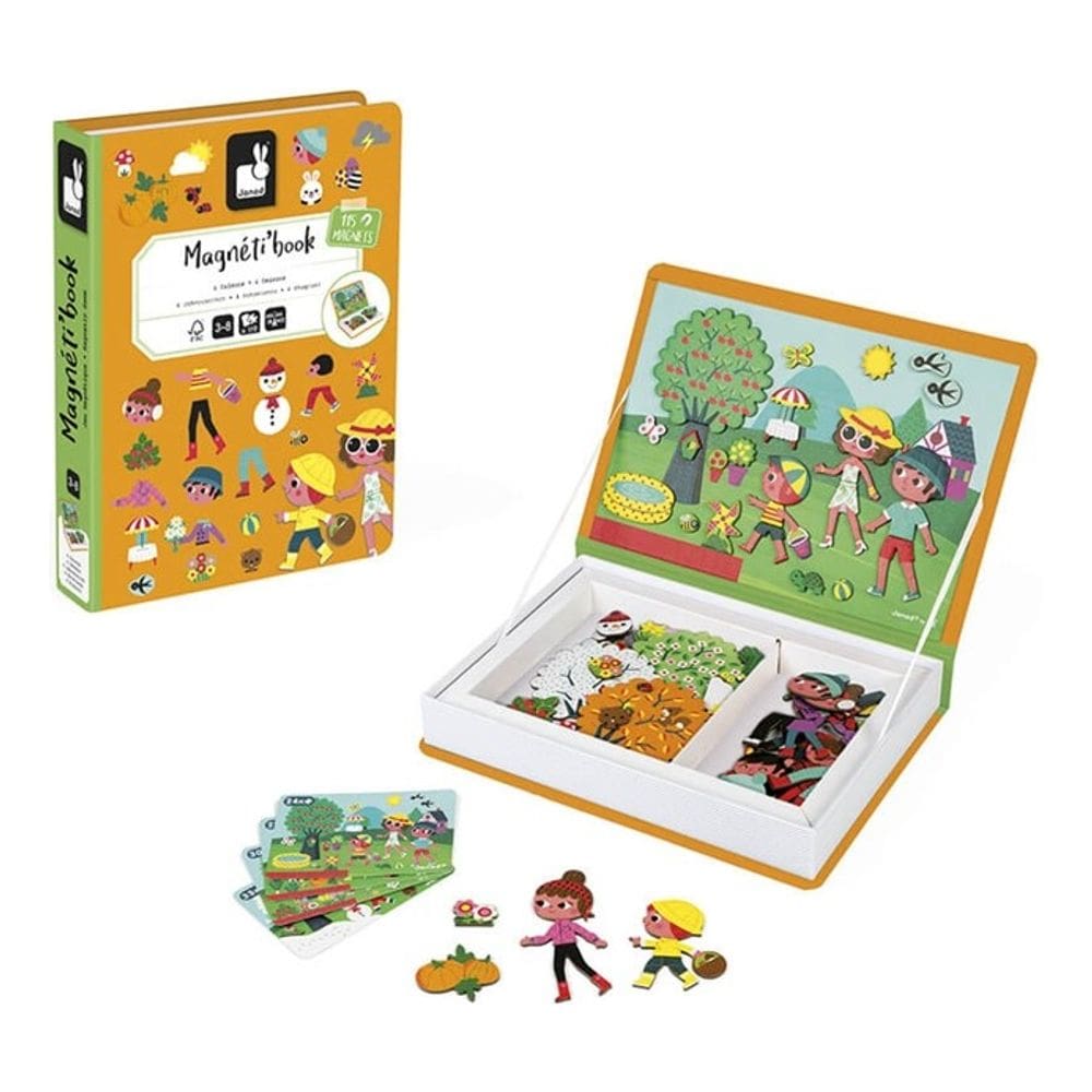 Livro Magnético 4 Estações Brinquedo Didático 119 Peças Em Madeira