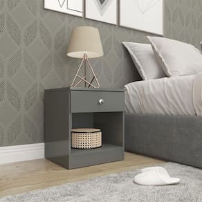 Mesa de Cabeceira London com 1 Gaveta 40x45cm London Cinza Menu Móveis