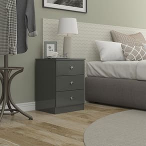 Mesa de Cabeceira London para Quarto 3 Gavetas 40x55cm Cinza Menu Móveis