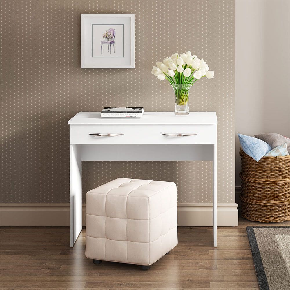 Mesa Escrivaninha Slim com 1 Gaveta 90x77cm MDP Branco Menu Móveis