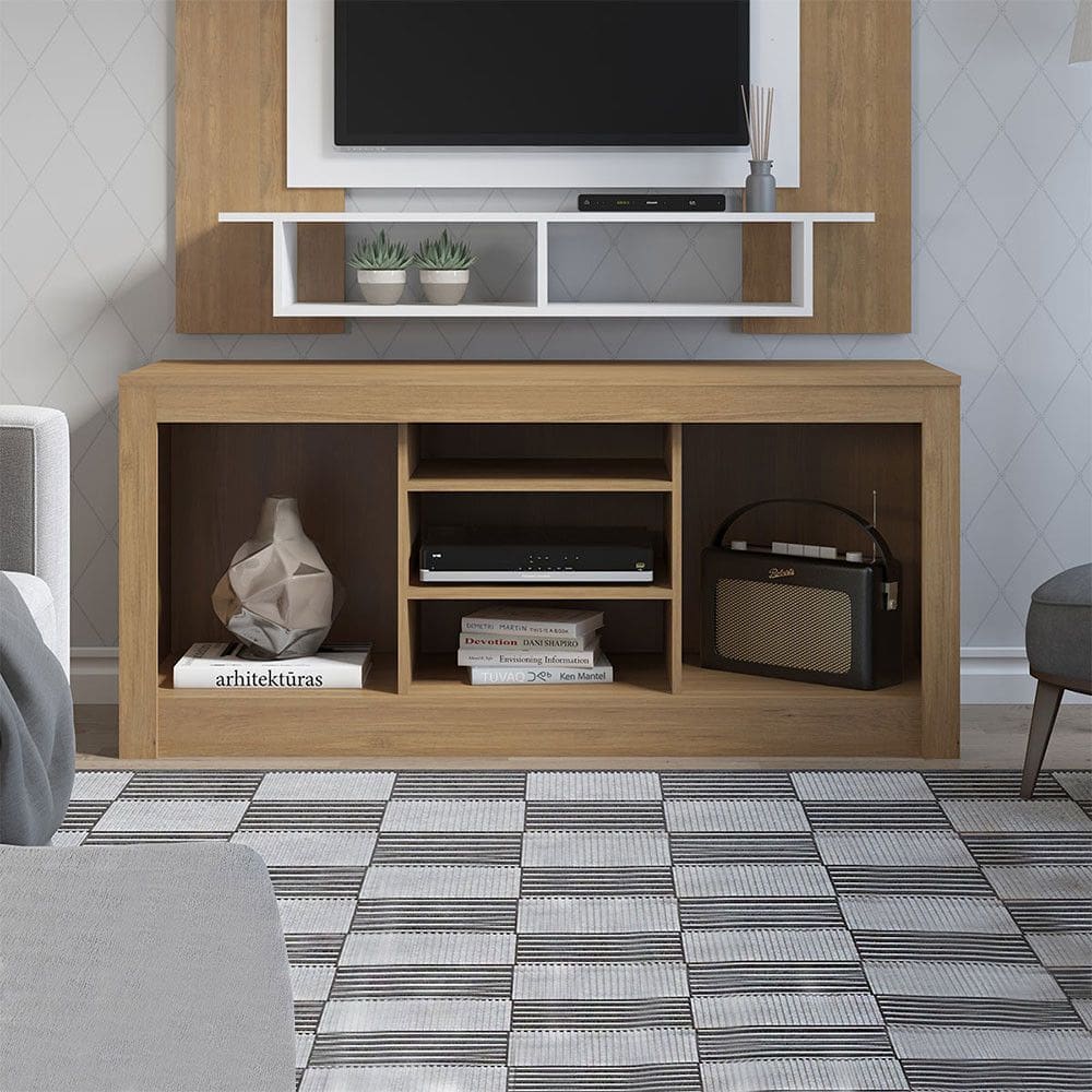 Rack para Sala de Estar Barcelona TV 55 Polegadas 135x62cm MDP Carvalho Menu Móveis