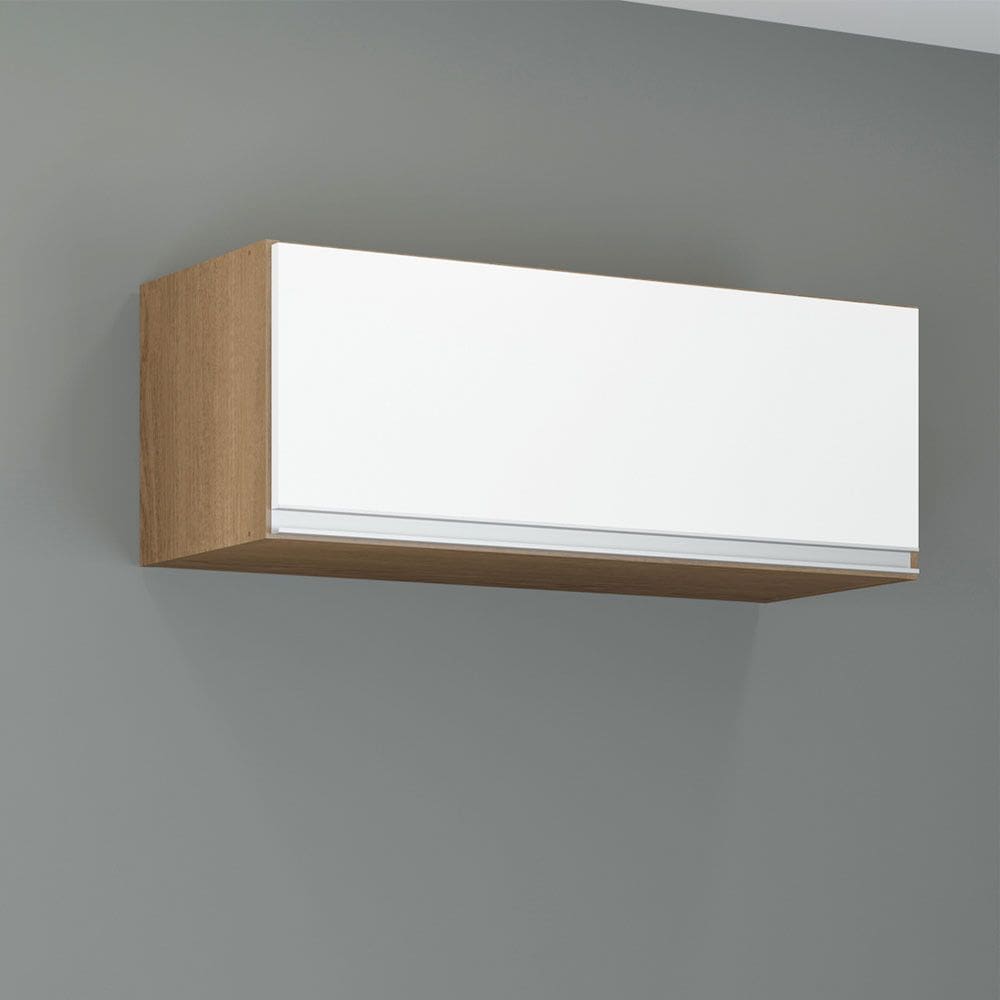 Armário Aéreo Basculante Sabrina 80x30cm MDP Branco Avelã 0455 Menu Móveis