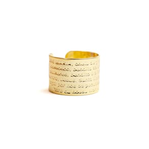 Anel Ajustável Oração 1,5 cm Dourado Metal -Escolha o Modelo